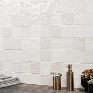 Kingston White 4 in. x 4 in. Polished Ceramic Wall Tile (5.38 sq. ft./case)