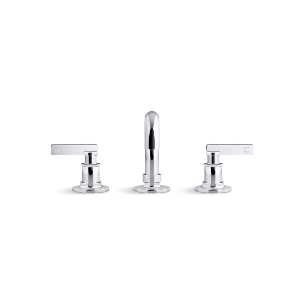 Polished Chrome Widespread Bathroom Sink Faucet with Stamped Levers