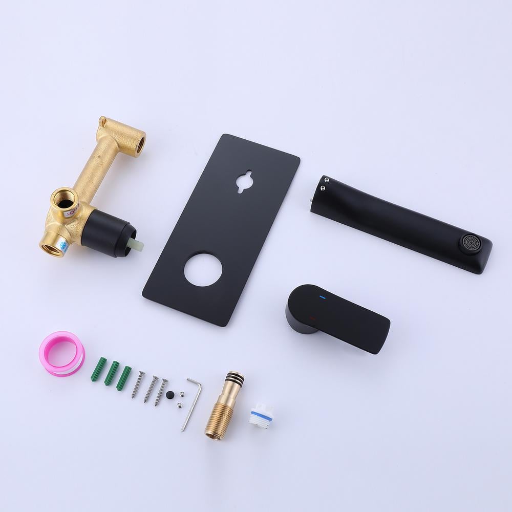 Matte Black Single-Handle Wall-Mount Bathroom Faucet