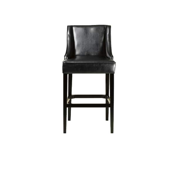 Home Decorators Collection 31 in. Black Cushioned Bar Stool with Back