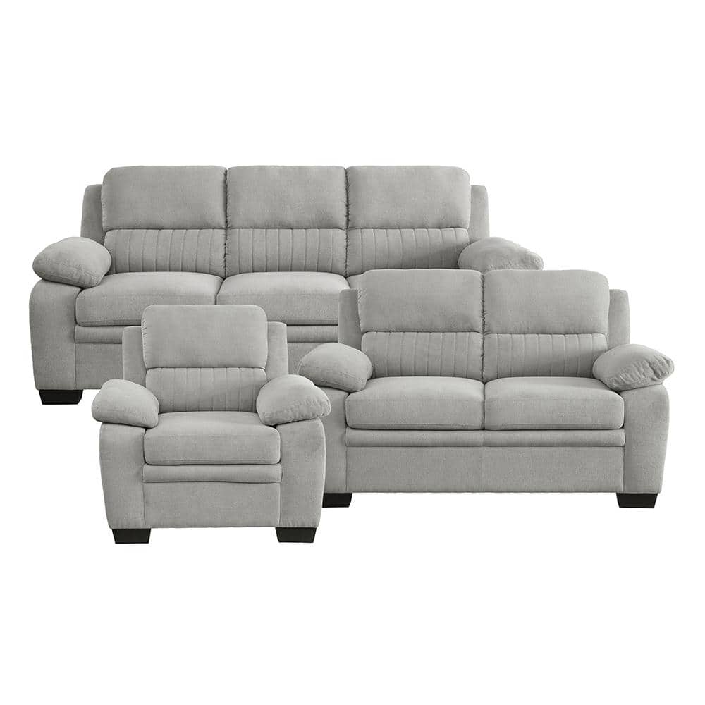 Deliah 80 in. W Straight Arm Textured Fabric Rectangle 3-Piece Living Room 