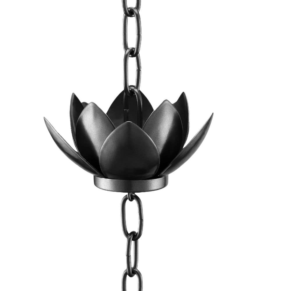 8.5 ft. Black Metal Adjustable Lotus Rain Chain with Rust-Resistant Plating Finish, Easy to Install, Durable price history on PriceWatchPro