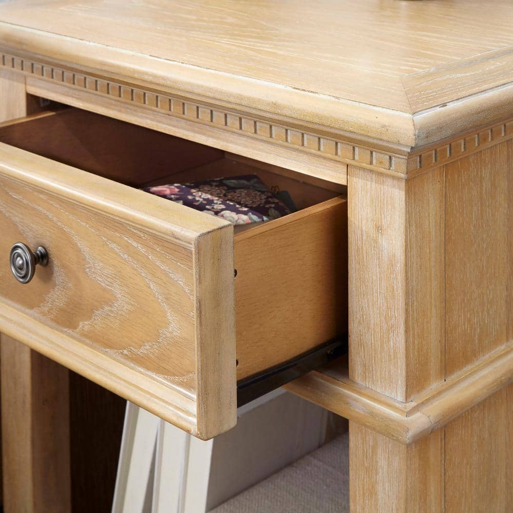 Manor House Light Brown Wood Nightstand with Drawer