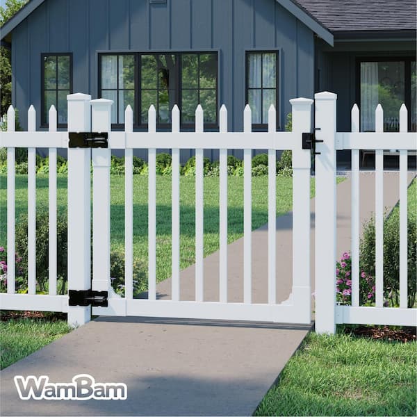 4 ft. x 4 ft. Nantucket Vinyl Picket Fence Gate with Stainless Steel Hardware