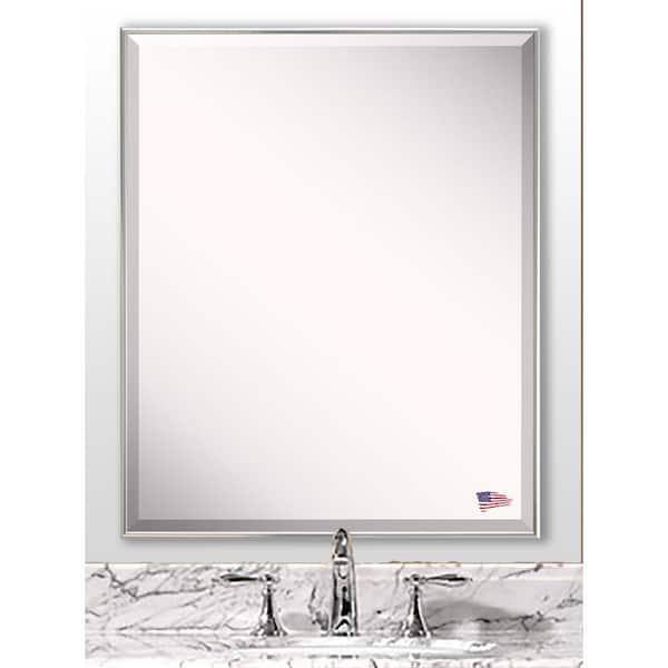34 in. W x 40 in. H Framed Rectangular Beveled Edge Bathroom Vanity Mirror in Silver