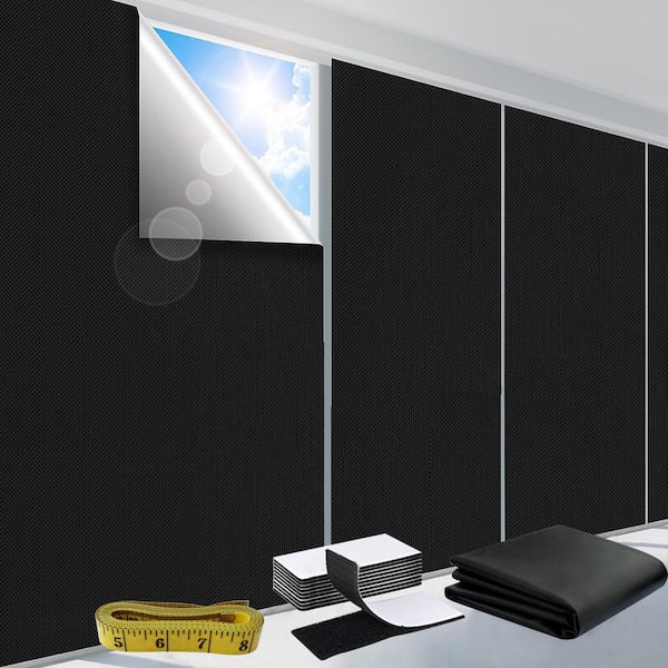 Shatex 98.4 in. x 57 in. 100% Blackout Fabric Window Shades Portable Temporary Blind/Shades