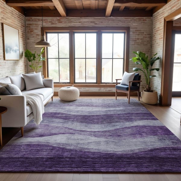 Mayfield Premium Machine Washable Abstract AMF1141 Lavender 3 ft. x 5 ft. Area Rug