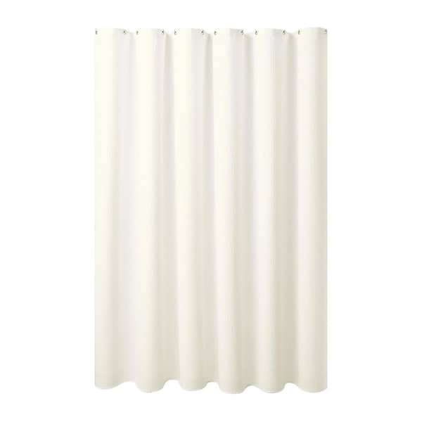 Unbranded 3 in 1 Waterproof Waffle Weave Shower Curtain and Liner Set with 12 Hooks Double Sided 72x72 Beige, Polyester