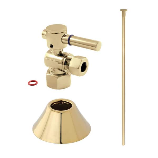 Kingston Brass Trimscape Lever Toilet Trim Kit with Supply Line and Flange in Polished Brass