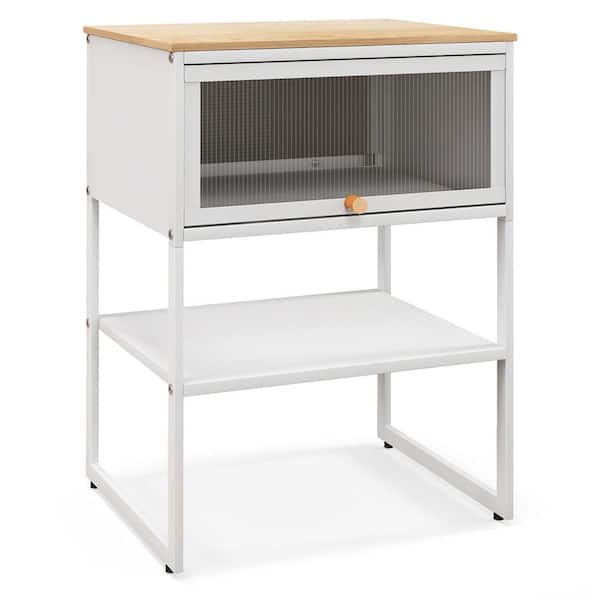 Costway White 16 in. W Nightstand