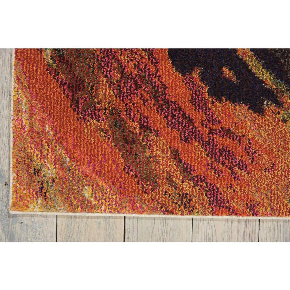 Cosmic Radiance Abstract Red 5' x 7' Synthetic Area Rug