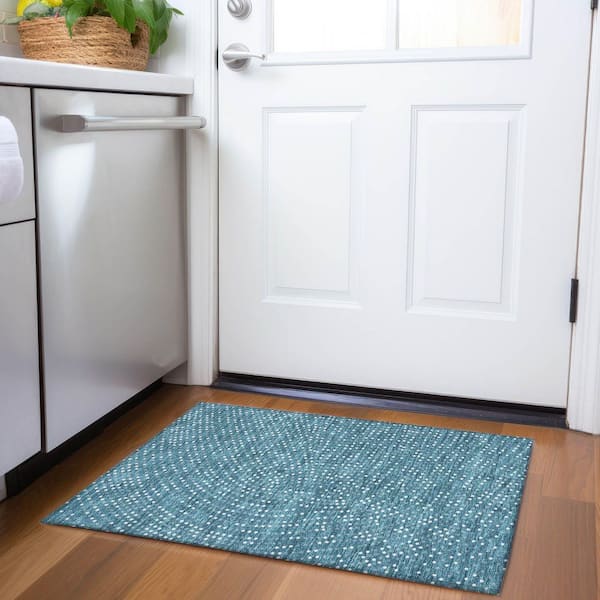 Mayfield Premium Machine Washable Abstract AMF1021 Teal 2 ft. x 3 ft. Area Rug