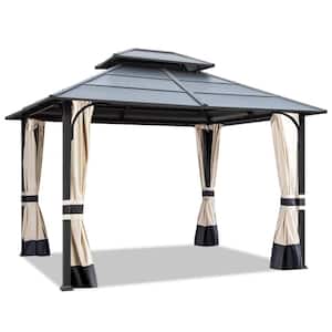 Coast shade 10 ft. x 12 ft. Hardtop Gazebo with Nettings and Curtains