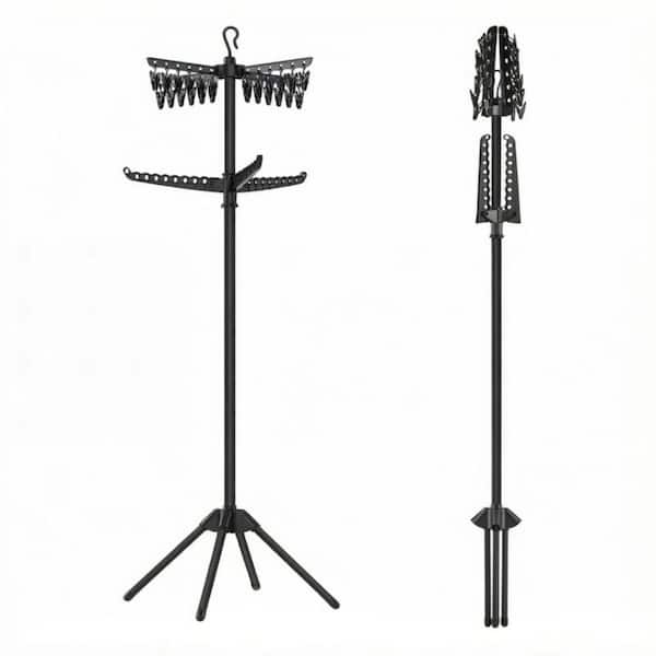 Black 72H x 23.6W x 23.6D in. Steel Freestanding Clothes Drying Rack