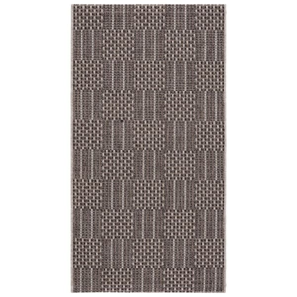 SAFAVIEH Sisal All-Weather Black/Gray 4 ft. x 6 ft. Striped Geometric Indoor/Outdoor Area Rug