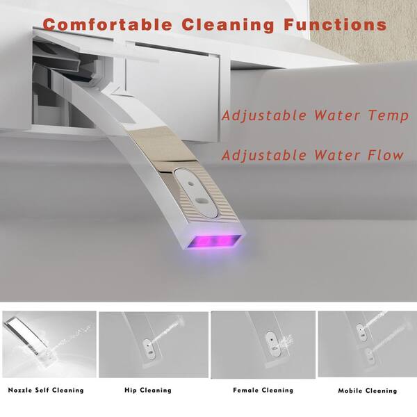 YSQCAR Elongated 1.28 GPF Smart Bidet Toilet with Heated Seat and Auto Functions