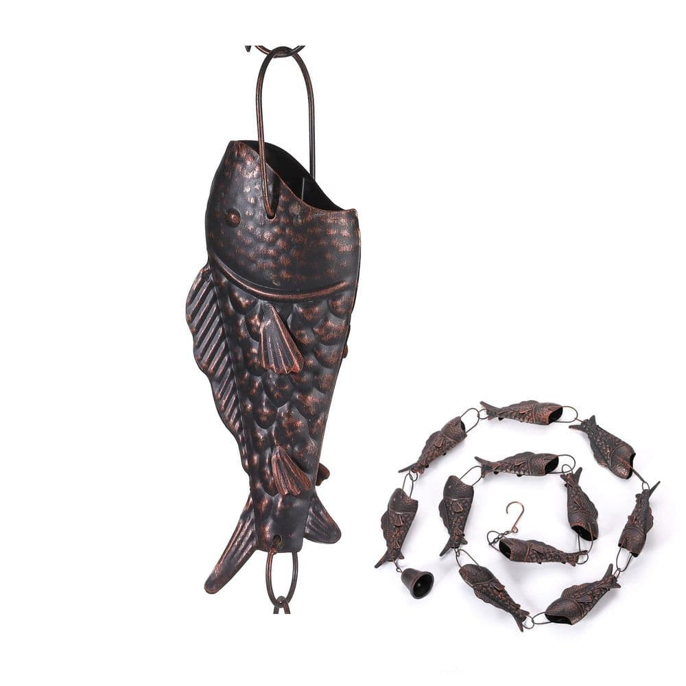 8.5FT Bronze Metal Solar Rain Chain Rainbow Trout Outdoor Decorative Downspout Gutter Rain Catcher Chain 1 Piece price history on PriceWatchPro