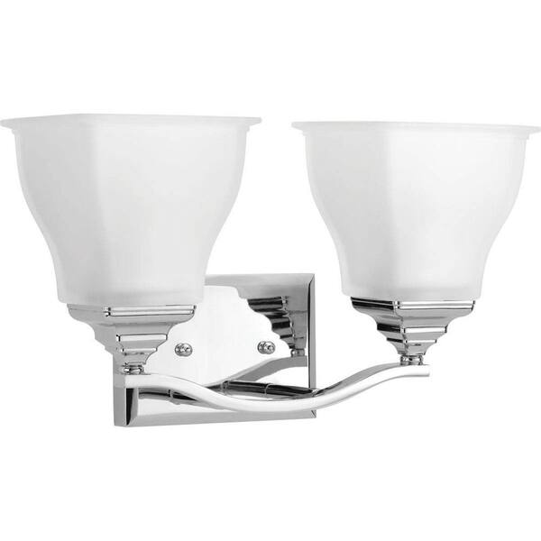 Progress Lighting Callison Collection 2-Light Polished Chrome Bathroom Vanity Light with Glass Shades