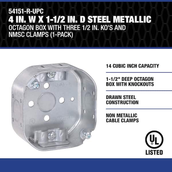 Southwire 4 in. W x 1-1/2 in. D Steel Metallic Octagon Box with