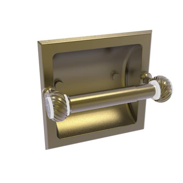 Allied Brass Pacific Grove Collection Recessed Toilet Paper Holder with Twisted Accents in Antique Brass