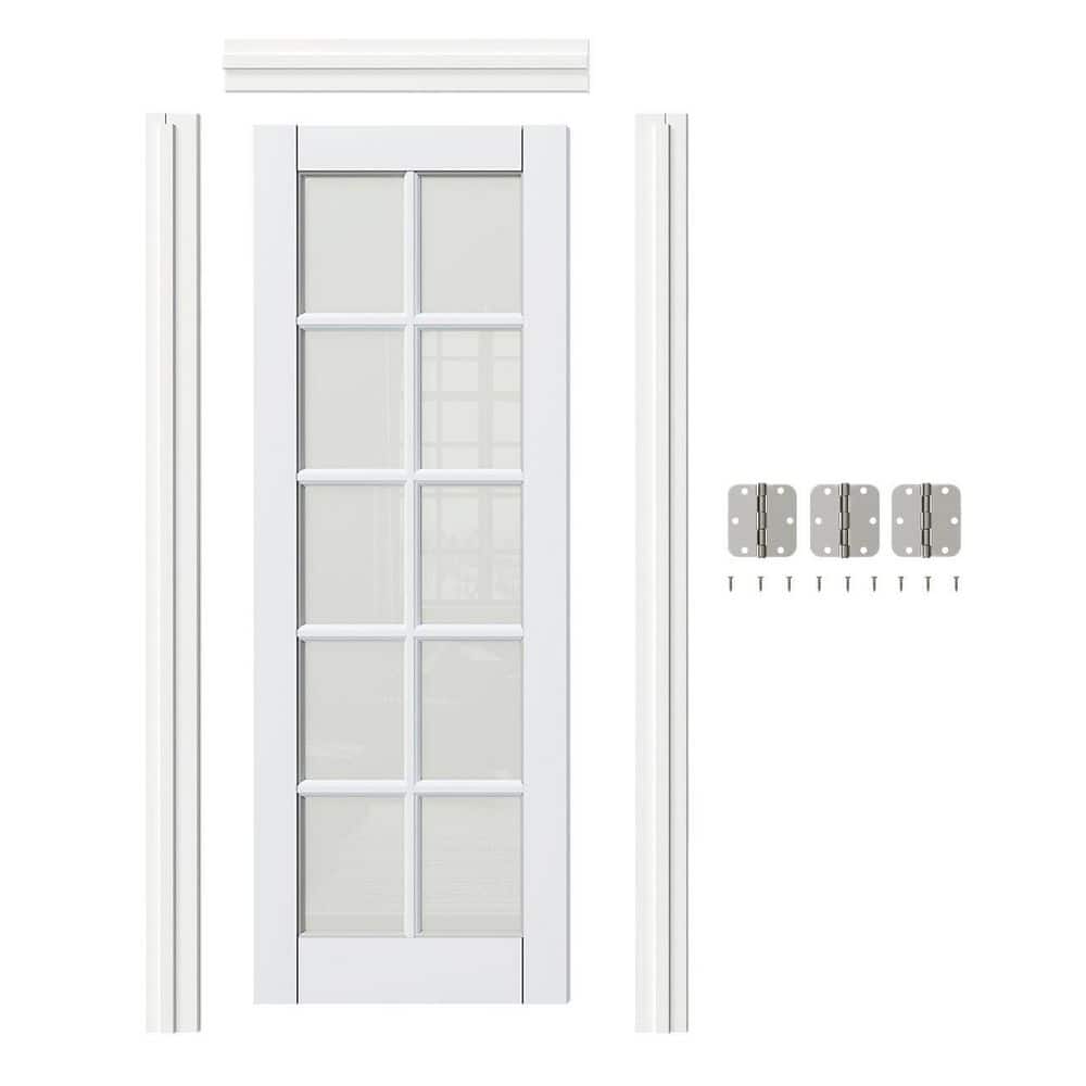 28in. x 80in. 10 Lite, Frosted Glass, White Primed, Composite Prehung Interior Door Right-Handed with Jamb and Hardware price history on PriceWatchPro