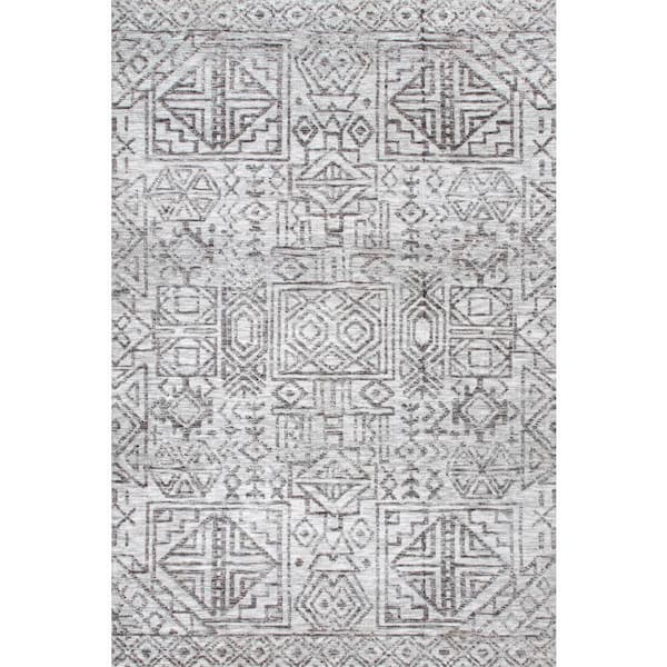 Simone Carved Aztec Grey 5 ft. x 8 ft. Indoor Area Rug
