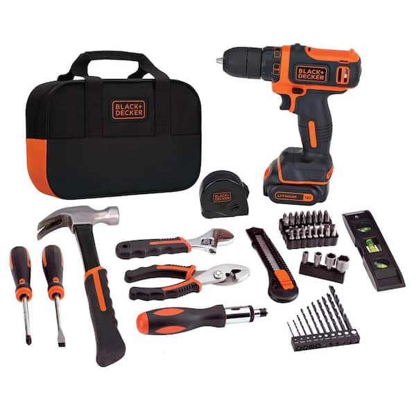 BLACK+DECKER 12-Volt MAX Lithium-Ion Cordless Project Kit (57-Piece) with Battery 1.5Ah, Charger and Tool Bag