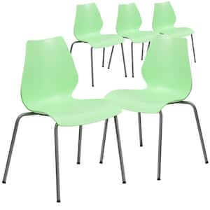Green Plastic Stack Chairs (Set of 5)
