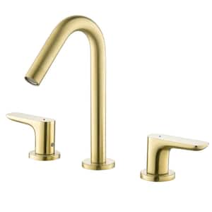 8 in. W 2-Handle Spread Deck Mount Bathroom Faucet in Brushed Gold