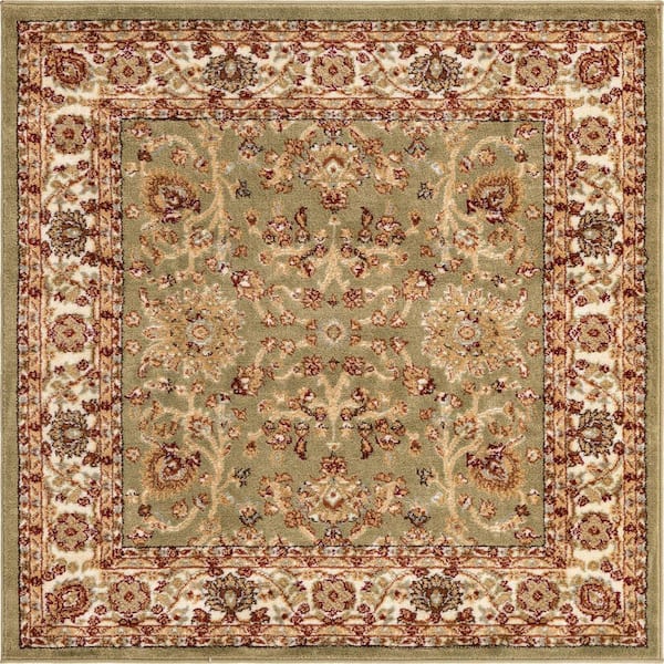 Unique Loom Voyage St. Florence Light Green 4' 0 x 4' 0 Square Rug