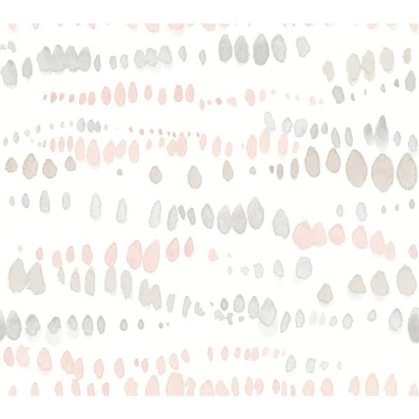 York Wallcoverings Pink and Grey Dewdrops Matte Non-Pasted Paper Wallpaper