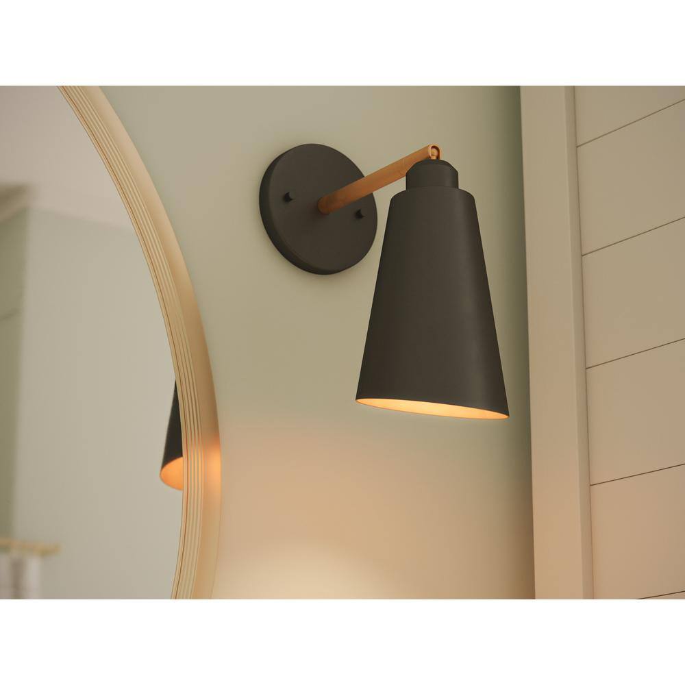 Mid-Century Modern Black Direct Wired Electric Sconce