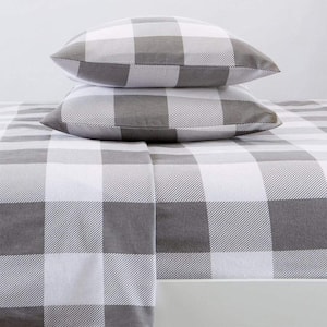 4-Piece Gray Turkish Cotton Full Deep Pocket Flannel Sheet Set
