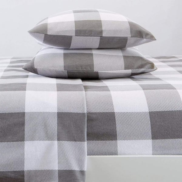 FRESHFOLDS 4-Piece Gray Turkish Cotton Full Deep Pocket Flannel Sheet Set
