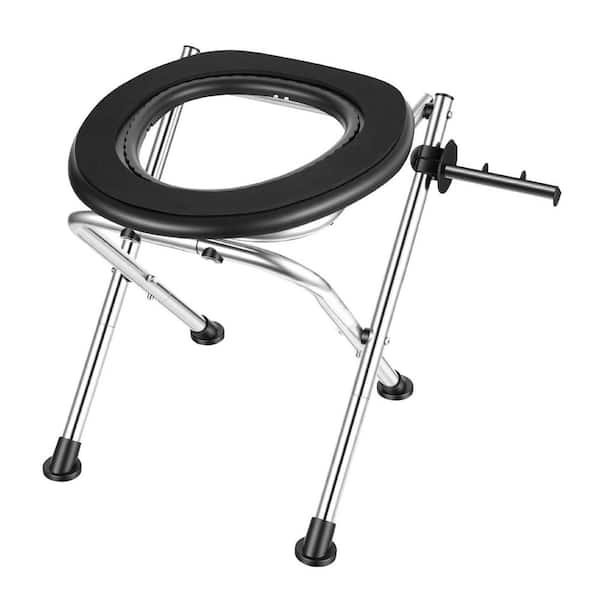 Portable Toilet, 350 lbs. Capacity, Stainless Steel Foldable Toilet w/ Seat, Non-Electric Waterless Toilet for Outdoors