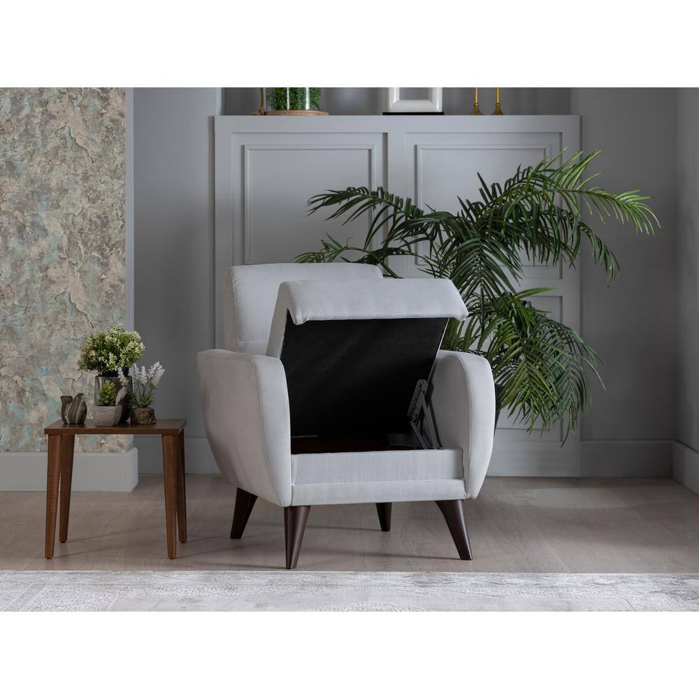 Modern Light Gray Metal Accent Chair with Storage