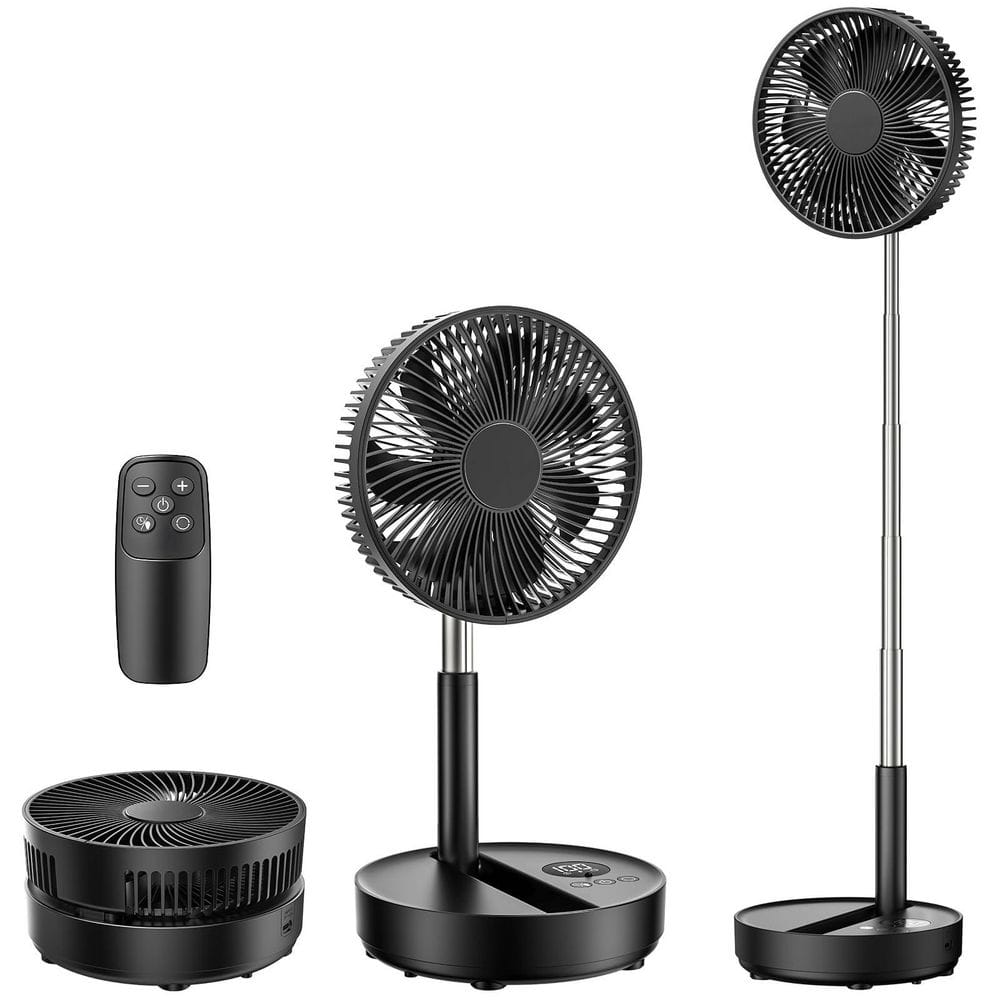 8.1 in. Floor Fan in Black with LED Display and Timer, Rechargeable Oscillating Fan with Remote, Foldable Small Desk Fan price history on PriceWatchPro