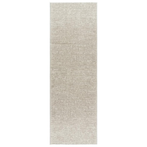 Trevi Kosmas Cream 3 ft. x 8 ft. Abstract High-Low Indoor Runner Rug