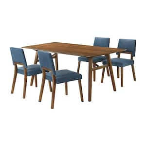 Channell 5-Piece Rectangle Wood Top Blue Dining Set
