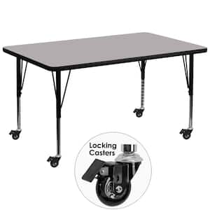 25.37 in. Gray Rectangular Activity Tables with Casters
