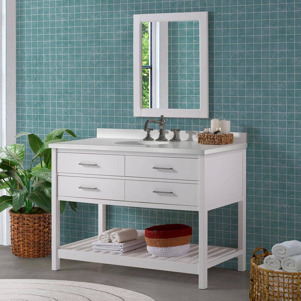 Harrison 48" White Pine Freestanding Vanity Cabinet