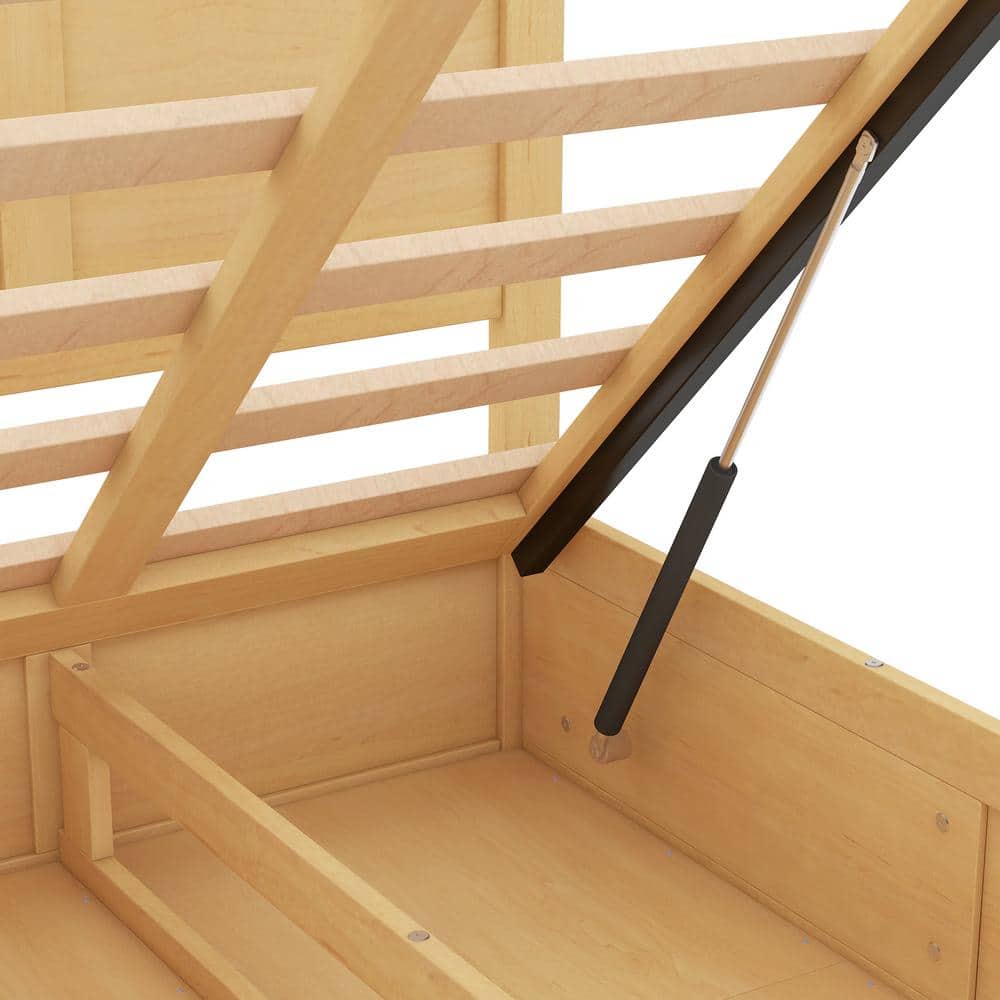 Natural Pine Full Size Platform Bed with Storage and Drawers