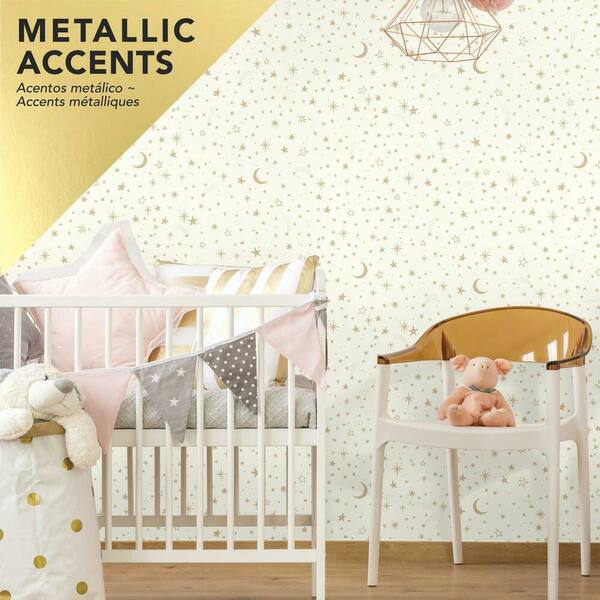 RoomMates Twinkle Little Star Gold Peel and Stick Wallpaper (Covers 28.18  sq. ft.) RMK10850WP - The Home Depot