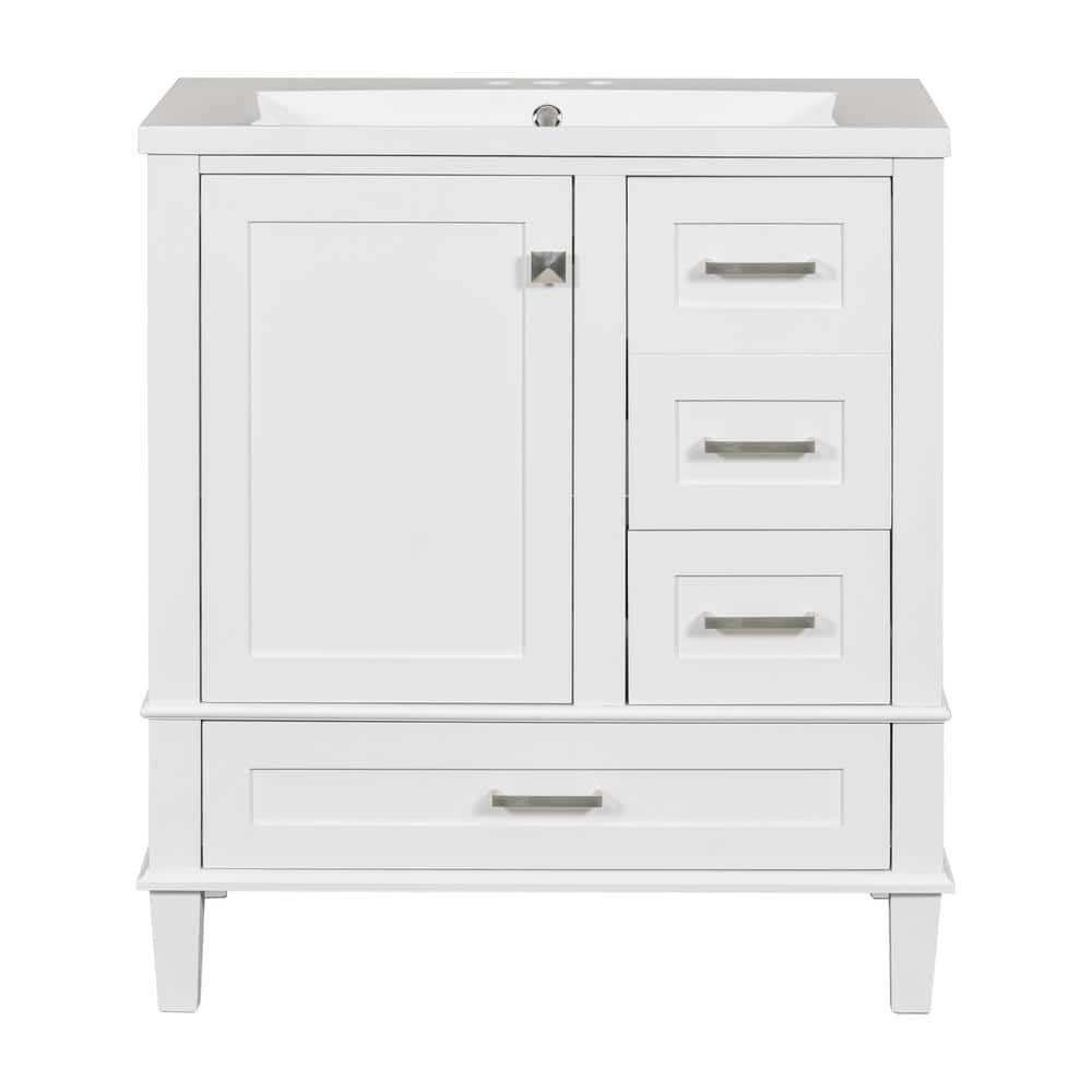 30 in. Wood Bathroom Vanity Modern White Cabinet with Console Sink Set and 