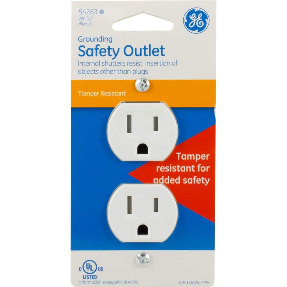 White Tamper Resistant Duplex Outlet with Wall Plate