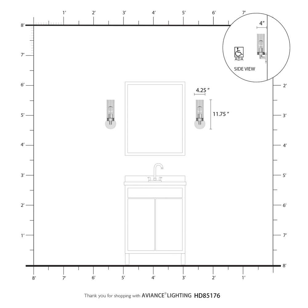 Ludlow Brushed Nickel 1-Light ADA Compliant Sconce with Clear Glass Shade