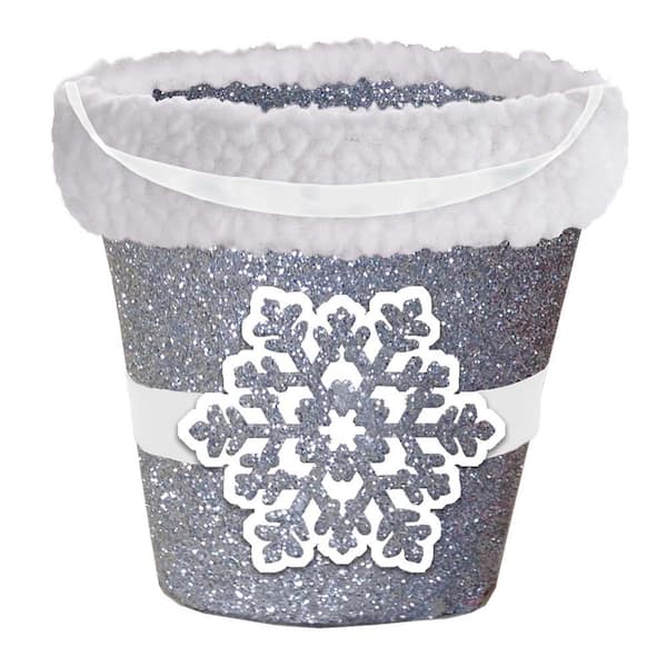 Amscan 3 in. x 3.75 in. Glitter Snowflake Bucket with Cello Bag (5-Pack)