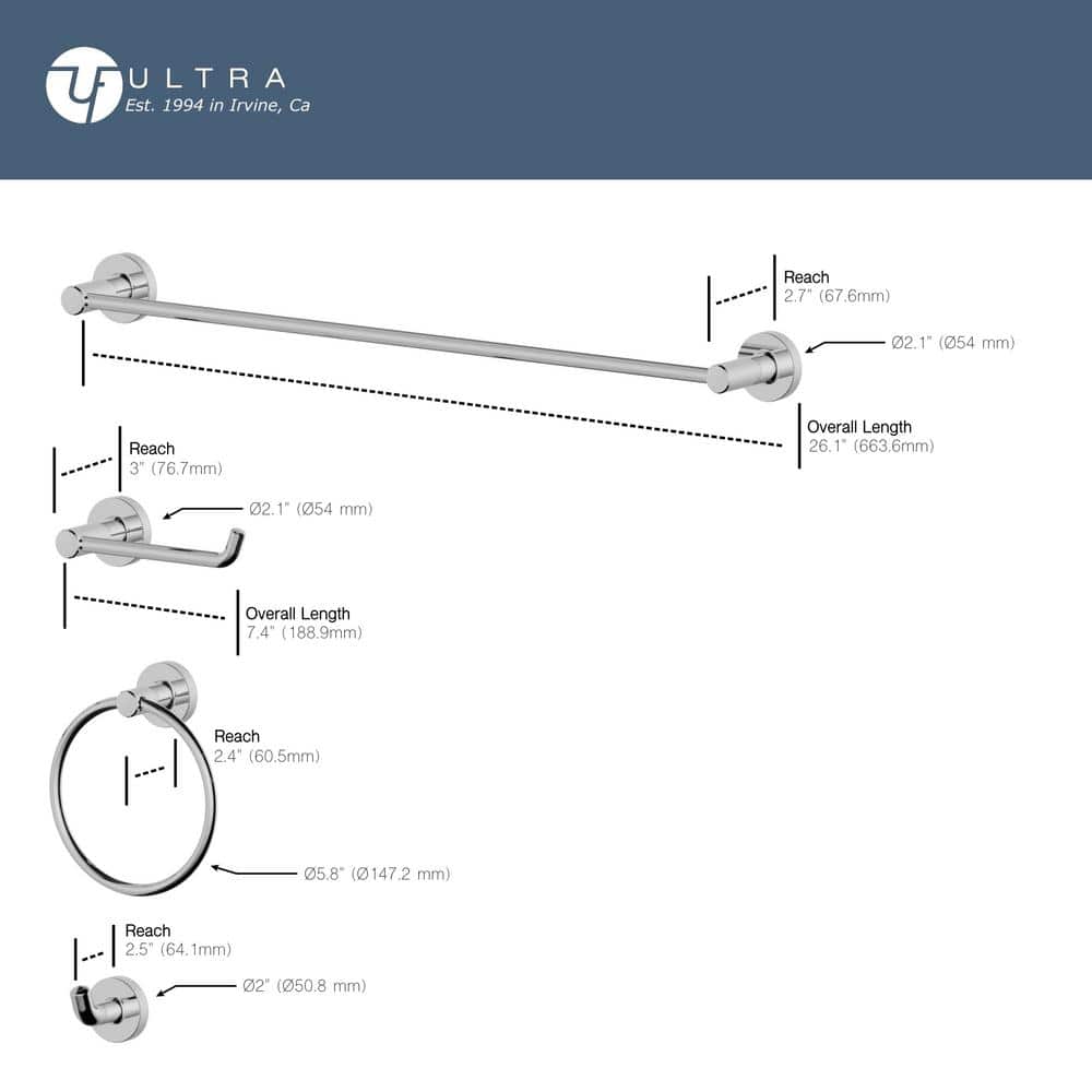 Brushed Nickel 4-Piece Modern Bathroom Hardware Set