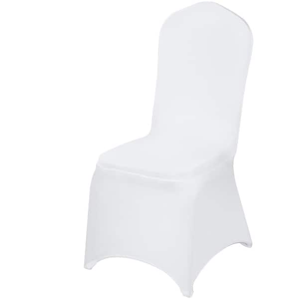 SKYSHALO 100-Pieces White Chair Covers Polyester Spandex Chair Cover Stretch Slipcovers Flat-Front Chair Covers