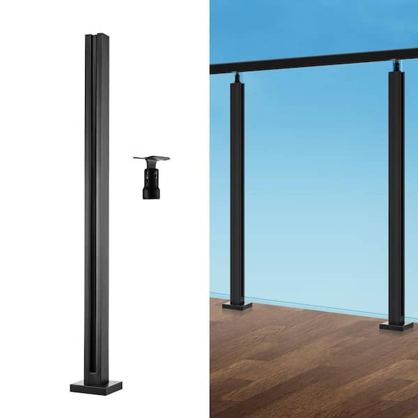Glass Clamp 35.83 in. H x 4.13 in. W Black Glass Railing Bracket 304 Stainless Steel Stair Railing Kit